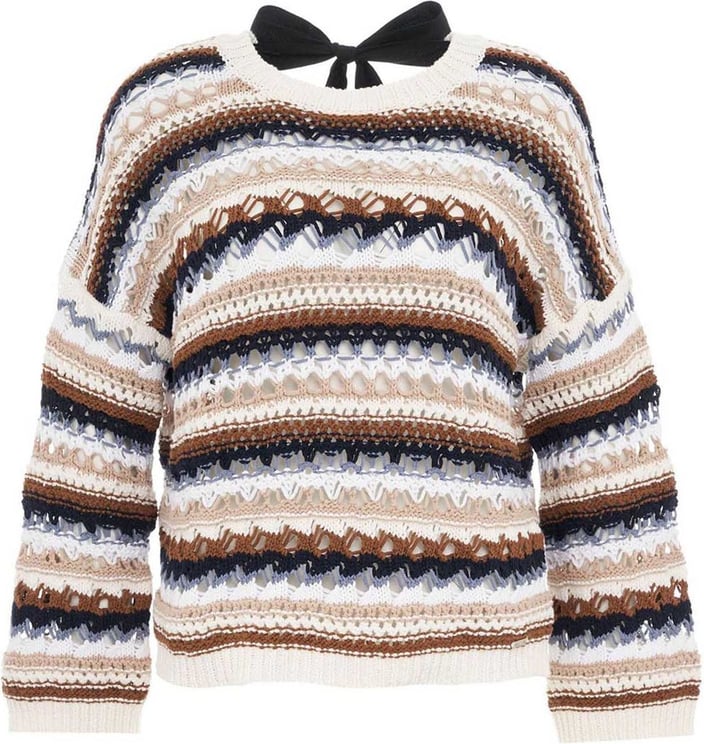 Knit Sweater With Bow Detail Blue