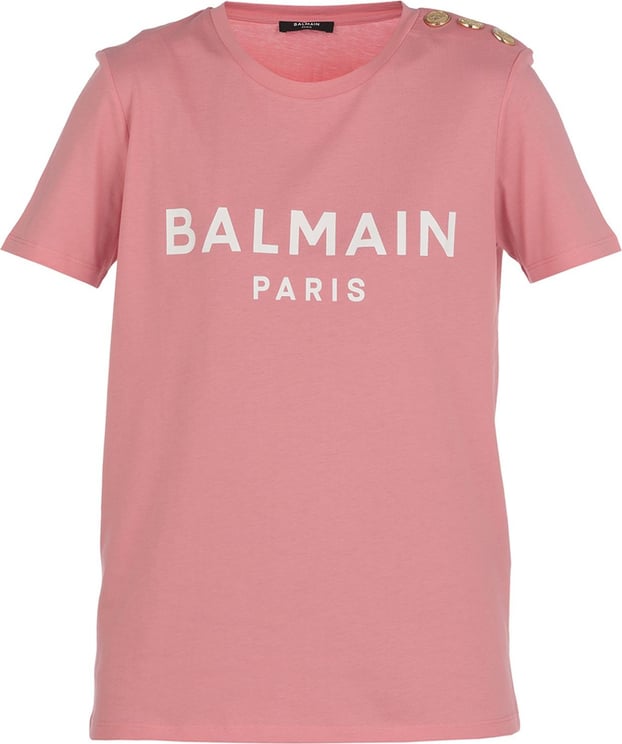 Balmain T-shirts And Polos Rose Saumon/blanc Divers