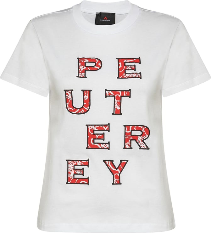 Peuterey Cotton jersey t-shirt with lettering print Wit