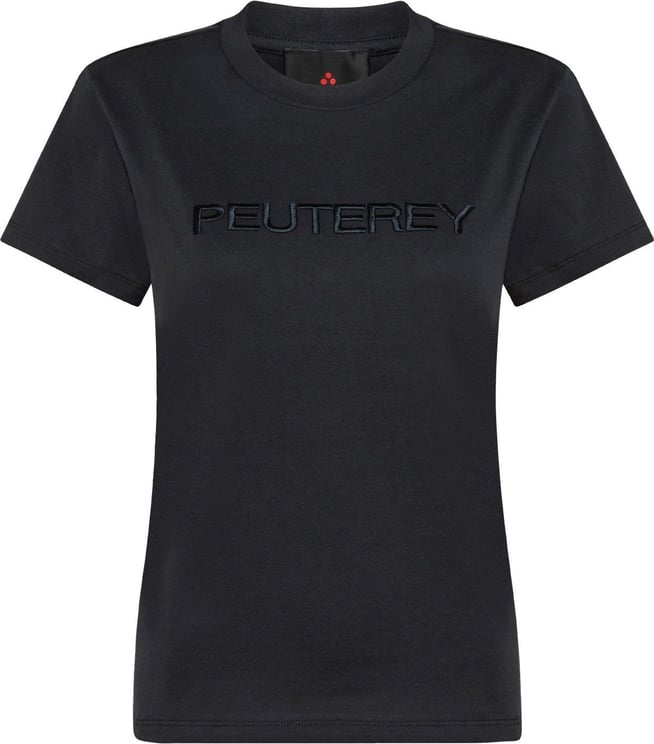 Peuterey Cotton jersey t-shirt with lettering logo Blauw