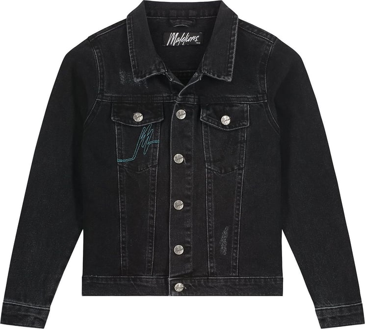 Malelions Junior Signature Denim Jacket-Black Zwart