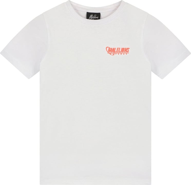 Malelions Junior Pays Bas T-Shirt-White/Peach Wit