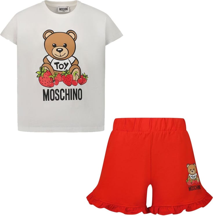 Moschino Moschino HDG00E kindersetje wit/rood White