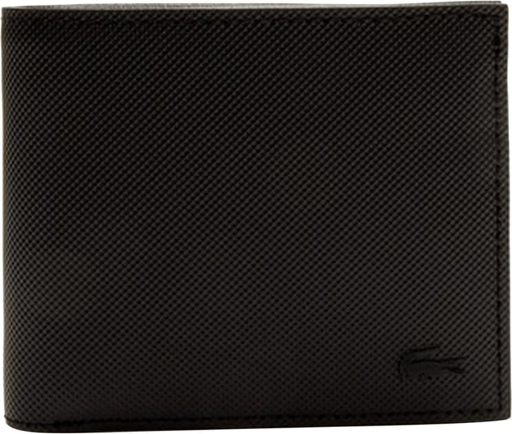 Lacoste Plain piqué 3-card wallet Zwart