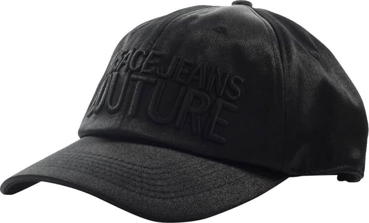 Versace Jeans Couture Satin Black Baseball Cap With Logo Black Zwart