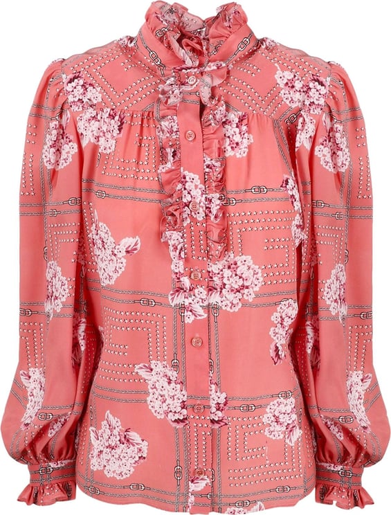 Gucci Gucci Silk Ruffle Shirt Roze