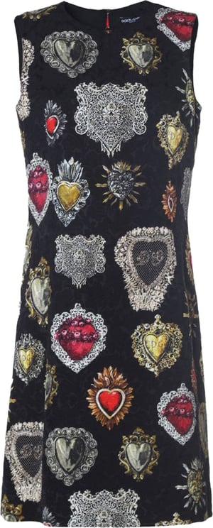 Dolce & Gabbana Heart Print Brocade Shift Dress
