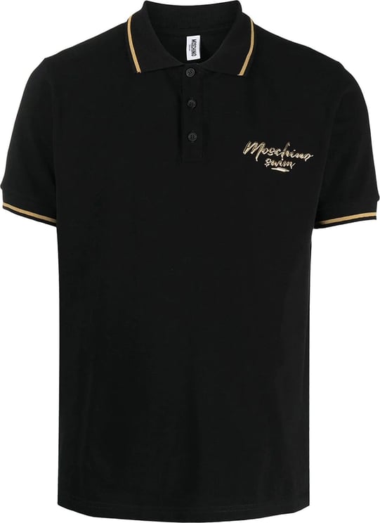 Moschino Moschino Swim Logo Cotton Polo T-shirt Zwart