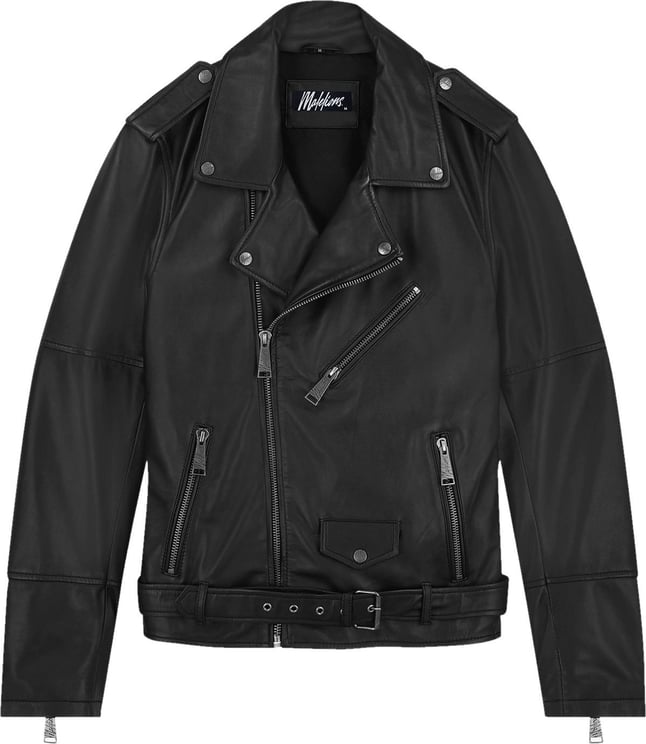 Malelions Men Fizz Leather Jacket - Black Zwart