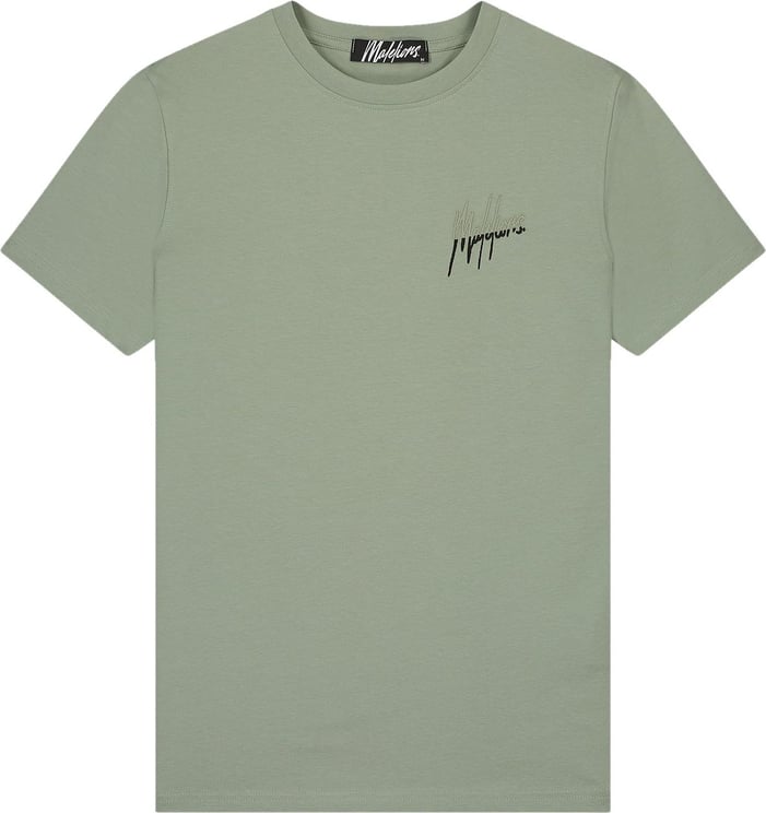 Malelions Men Split T-Shirt -Sage Green/Black Groen