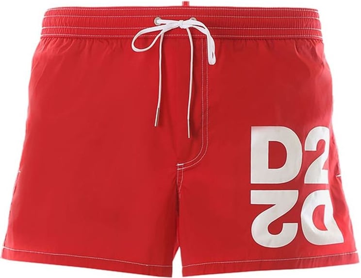 Dsquared2 Zwemshort Midi Brand Signatures Red Rood