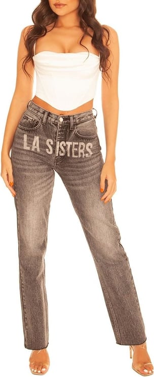 LA Sisters Signature Straight Leg Jeans Grey Grijs