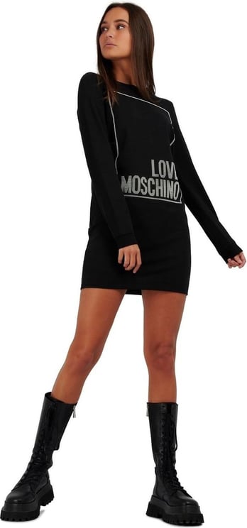 Love Moschino Sweatdress Dots Black Zwart