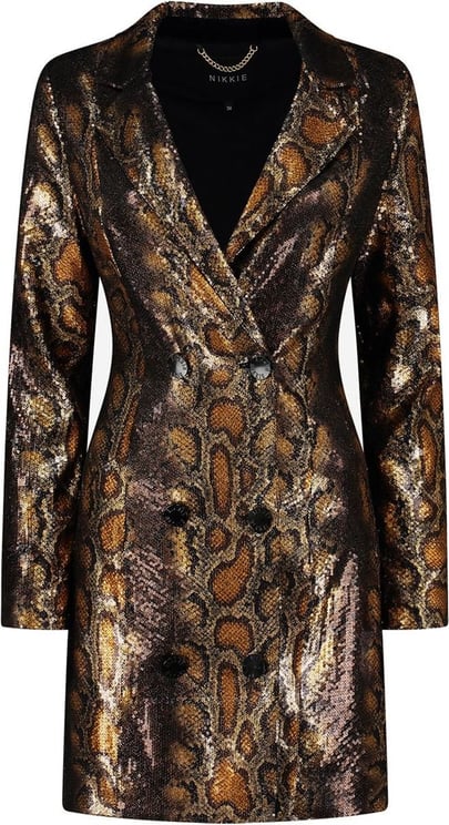 Nikkie Snake Sequin Blazer Dress Gold Goud