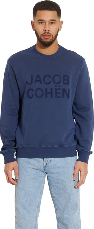 Jacob Cohen Cohen blue sweater letters Blauw