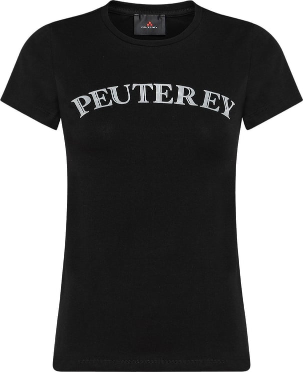 Peuterey MENTA LAM - T-shirt with front metal-effect print Black