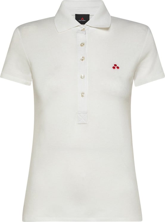 Peuterey Soft pique polo with embroidered logo Wit