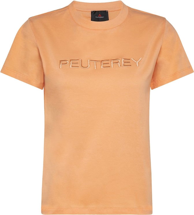 Peuterey Cotton jersey t-shirt with lettering logo Roze