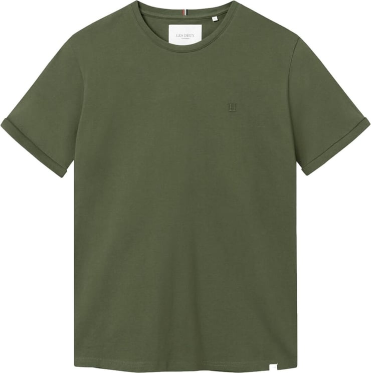 Les Deux Piqué T-shirt Olive Night Groen