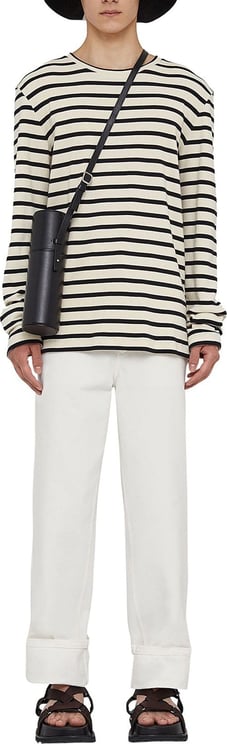 Jil Sander Long-sleeves Two-toned Stripped T-shirt Beige