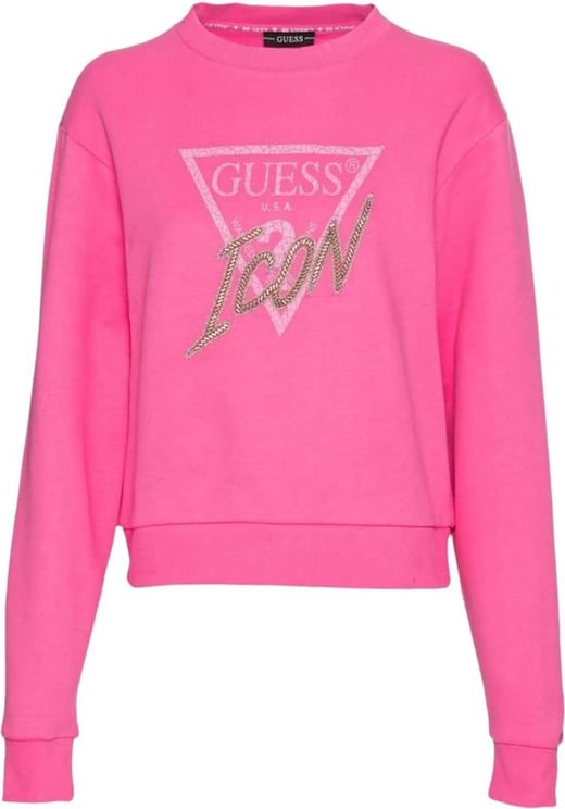 Guess Cn Icon Sweatshirt Rosy Glow Pink Roze