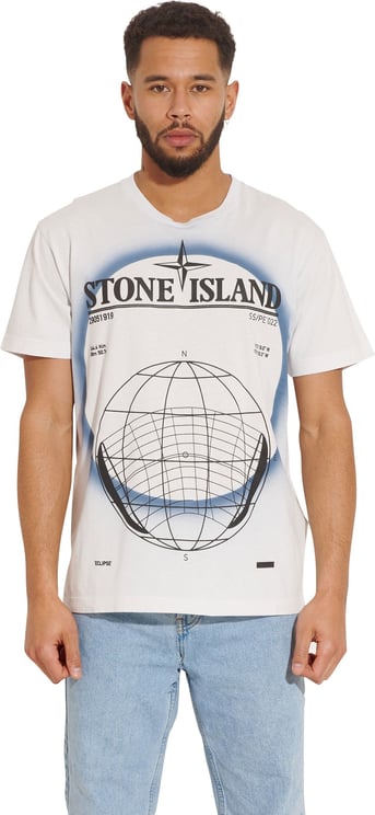 Stone Island logo print T-shirt Wit