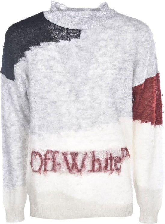 OFF-WHITE Off White Distressed Logo Sweater Wit