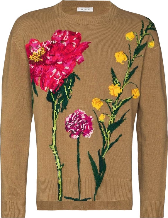 Valentino Valentino Floral Intarsia Knit Brown