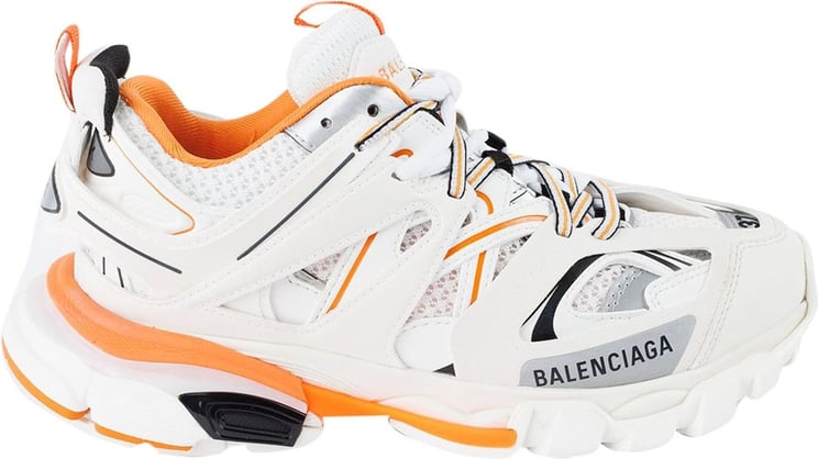 Track Sneaker In White And Orange