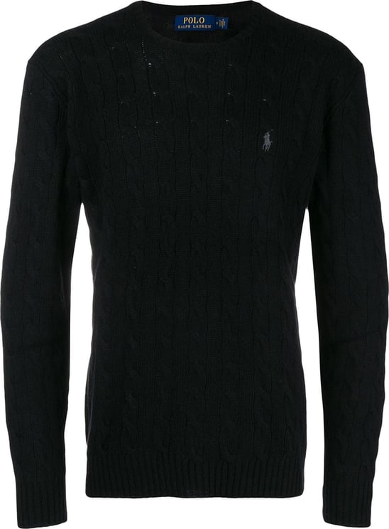 Ralph Lauren Classic Cable Logo Sweater Zwart