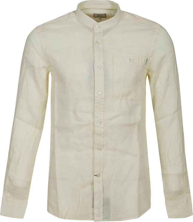 Band Collar Linen Shirt White
