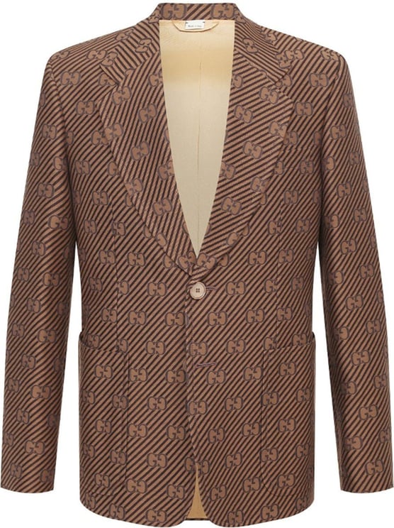 Gucci Gucci Gg Cotton And Silk Blazer Jacket Bruin