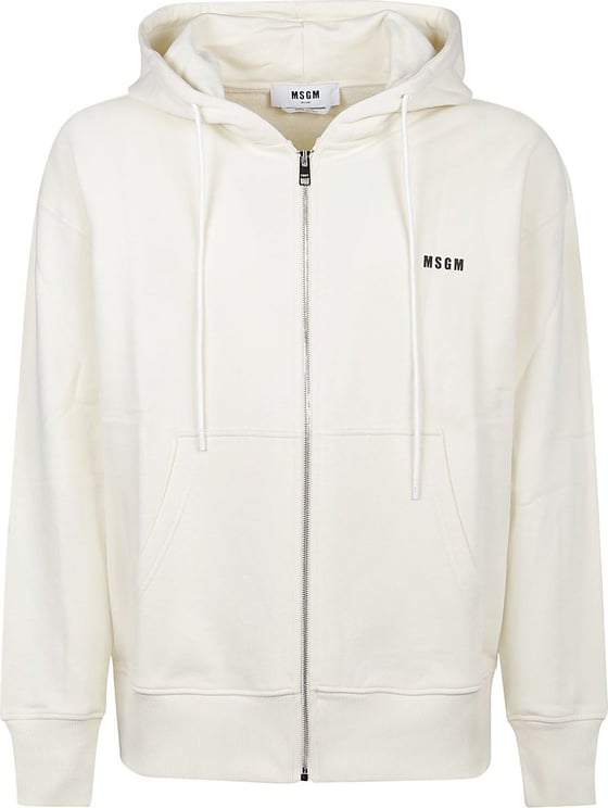 MSGM Logo-print Zip-up Sweatshirt White Wit