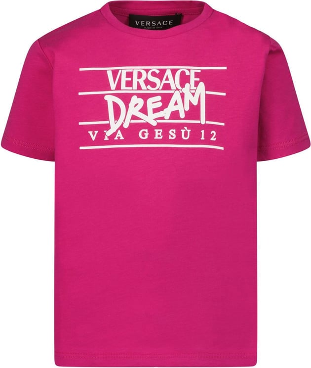 Versace Versace 1000239 1A03627 kinder t-shirt donker roze Roze
