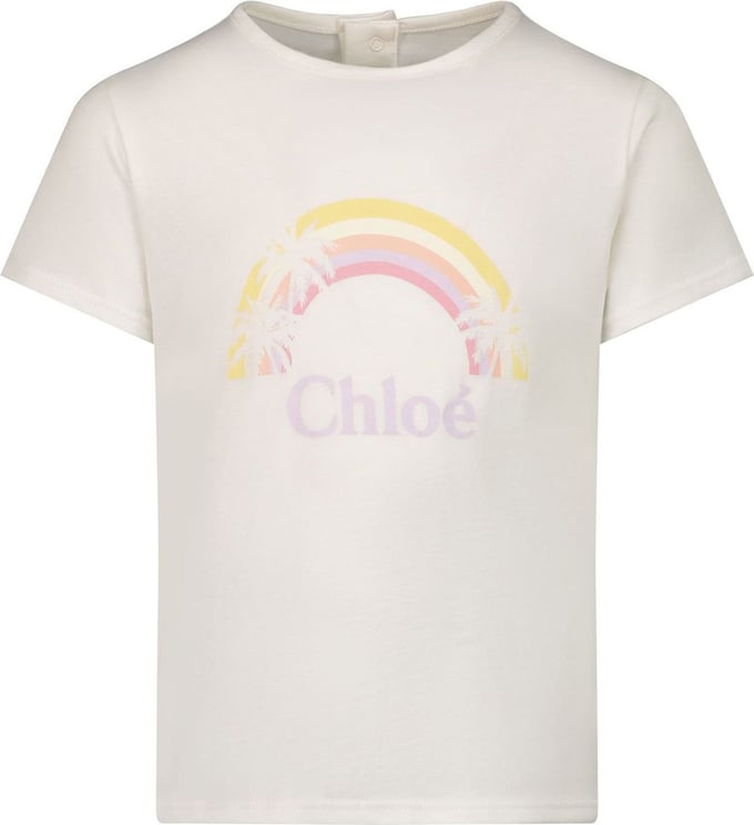 Chloé Chloe C05403 baby t-shirt wit Wit