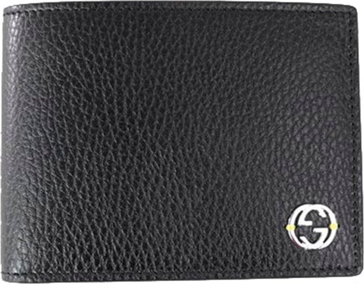 Gucci Black and Yellow Trifold Men's Wallet Dollar Calf Leather Mod. 610465 CAO2N 1041
