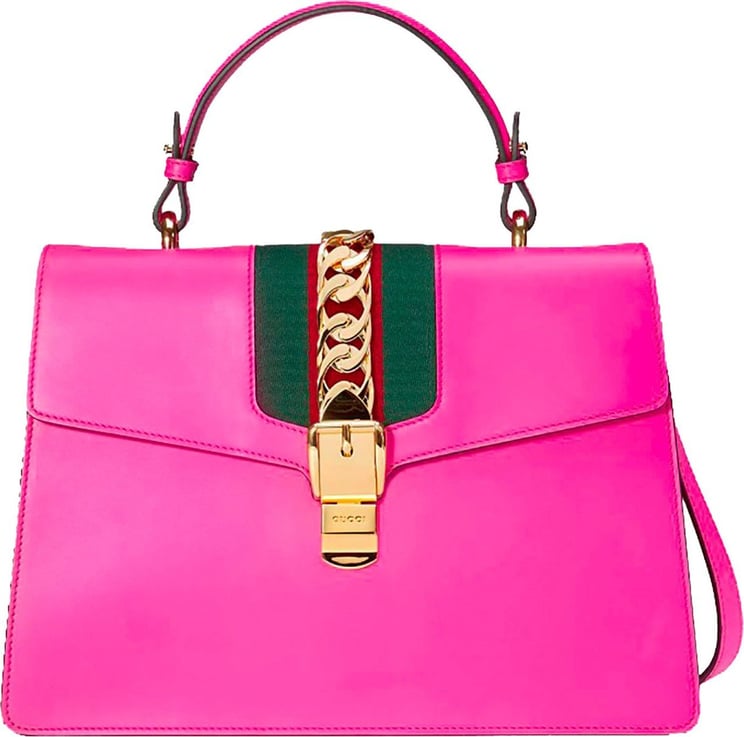 Gucci Gucci Handbag Sylvie Pink Woman Leather Vit. Fontanella Mod. 431665 CVL1G 5662 Roze