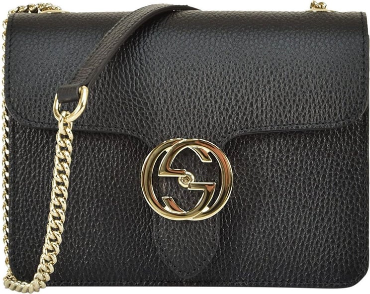 Gucci Gucci Black Woman Leather Handbag Dollar Calf Logo Mod.510304 CAO0G 1000 Zwart