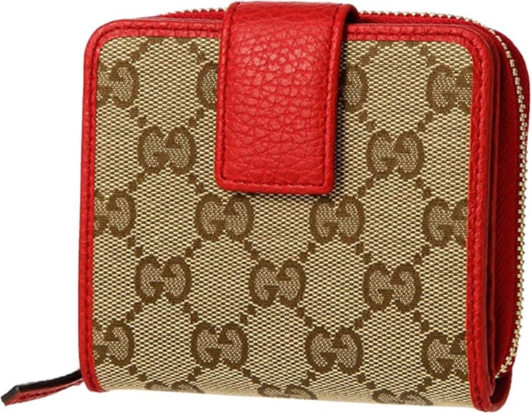 Gucci Women's Red Wallet Original GG Fabric and Leather Mod. 346056 KY9LG 8606