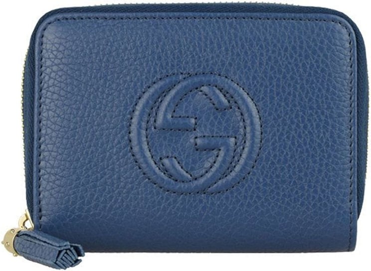 Gucci Wallet Soho Blue Woman Logo Leather Cellarius Mod. 598209 A7M0G 4231