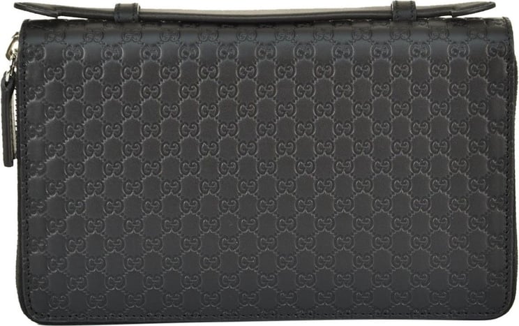 Gucci Gucci Men's Black Wallet Microguccissima Leather Zippers Mod.449246 BMJ1N 1000 Zwart