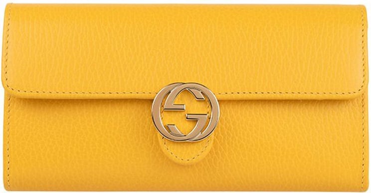 Gucci Women's Yellow Leather Wallet Dollar Calf Logo Mod. 615524 CAO0G 7124