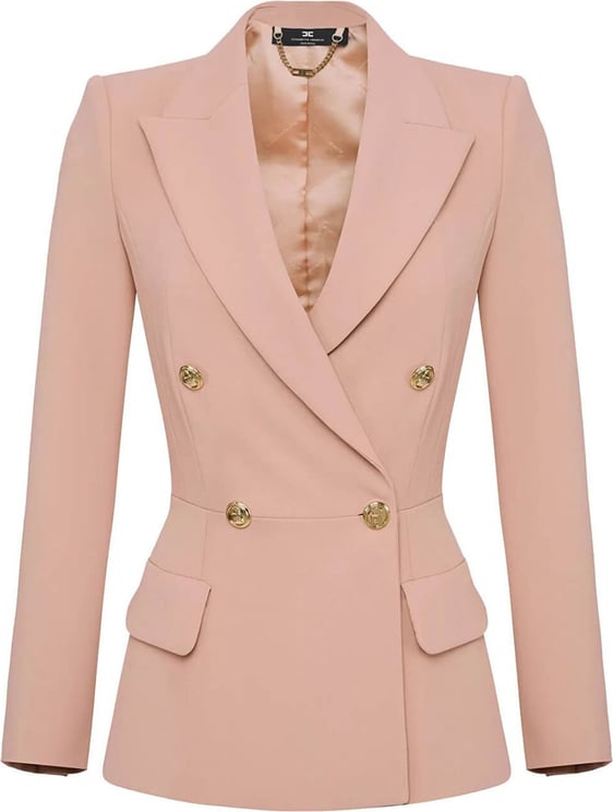 Elisabetta Franchi Nude Pink Double-breasted Suit Jacket Pink Roze
