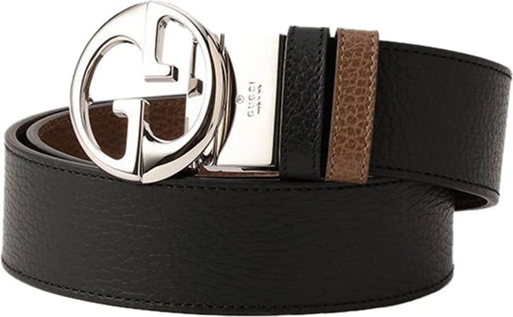 Gucci Gucci Reverse Belt Black / Maple Man Dollar Calf Leather Mod.449715 CAO2N 1093 Zwart