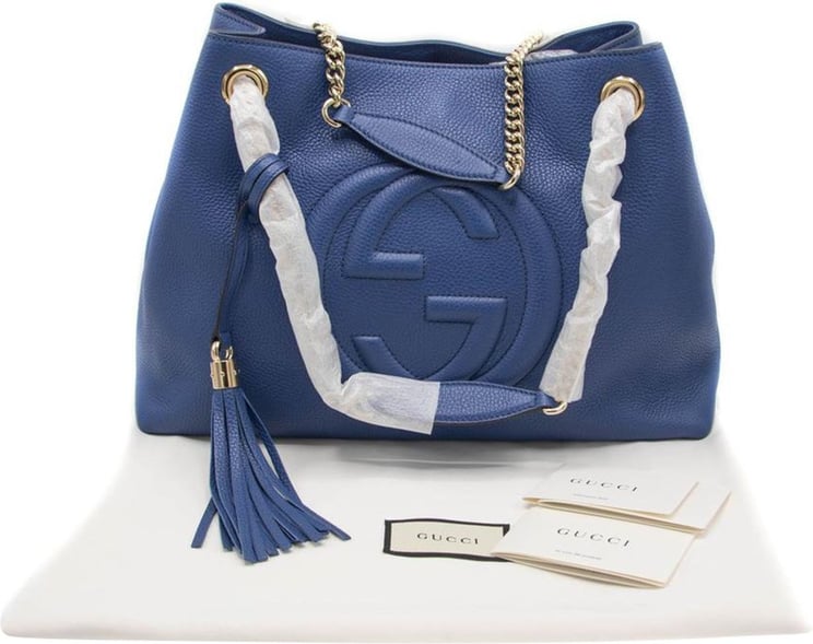 Gucci Gucci Handbag Soho Blue Woman Logo Leather Cellarius Mod.536196 A7M0G 4231 Blauw