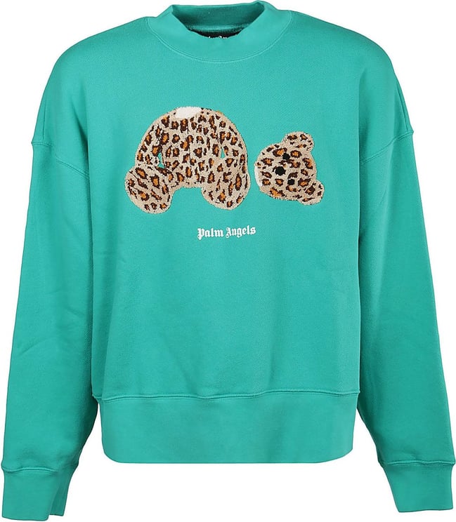 Palm Angels Leopard Bear Sweatshirt Green Groen