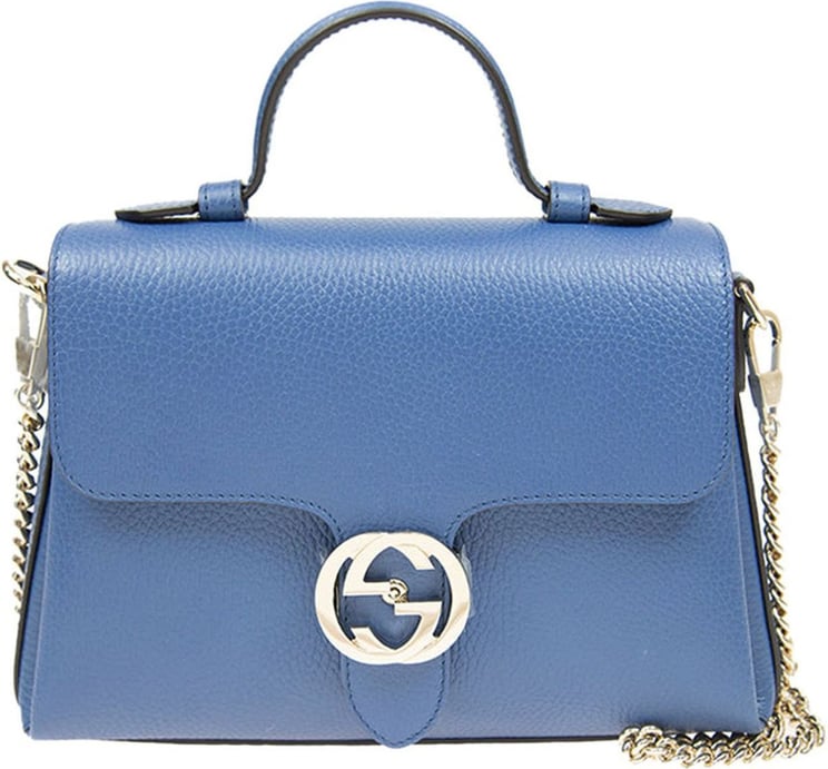 Gucci Gucci Blue Woman Handbag Logo Leather Dollar Calf Mod.510302 CAO0G 4231 Blauw