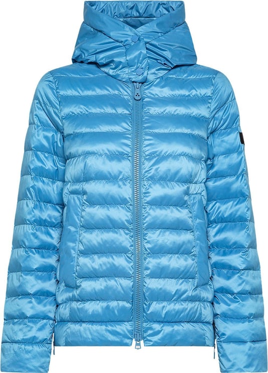 Peuterey Regular fit eco-friendly down jacket with wide collar and hood Blauw
