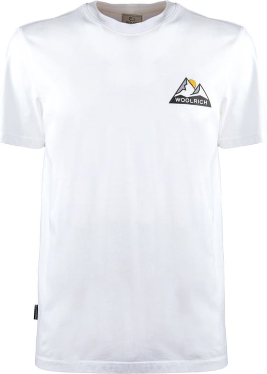 Woolrich Logo Mountain White T-shirt White Wit