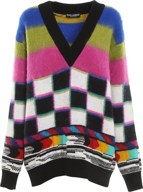 Dolce & Gabbana Dolce & Gabbana Color Block Long Sweater Zwart